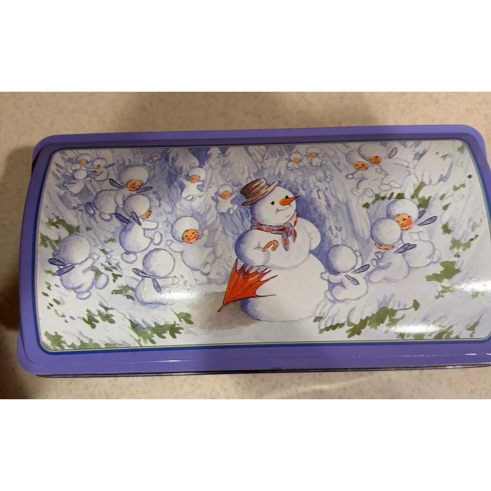 E Otto Schmidt Elsa Beskow Snow Children Purple Lebkuchen Tin Box 10x5.5x4.5